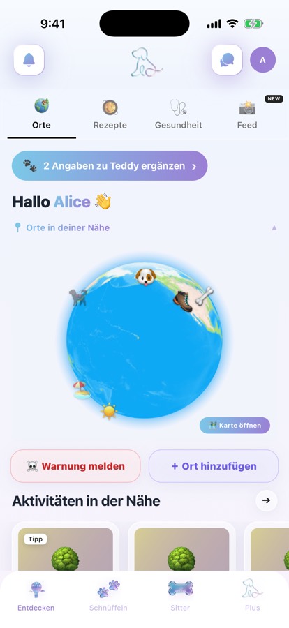 Screen: Orte in deiner Nähe