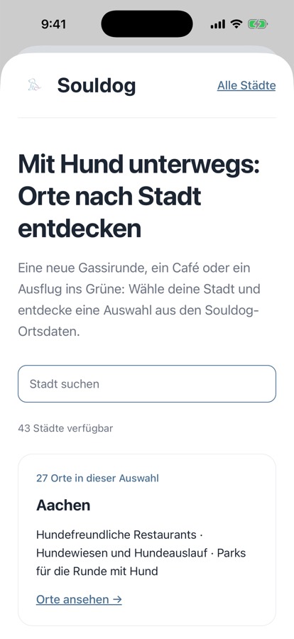 Screen: Orte nach Stadt